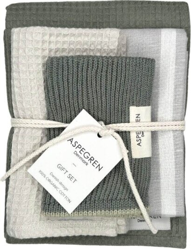 Gavesett med 2 kjøkkenhåndkle & 2 kjøkkenklut thyme