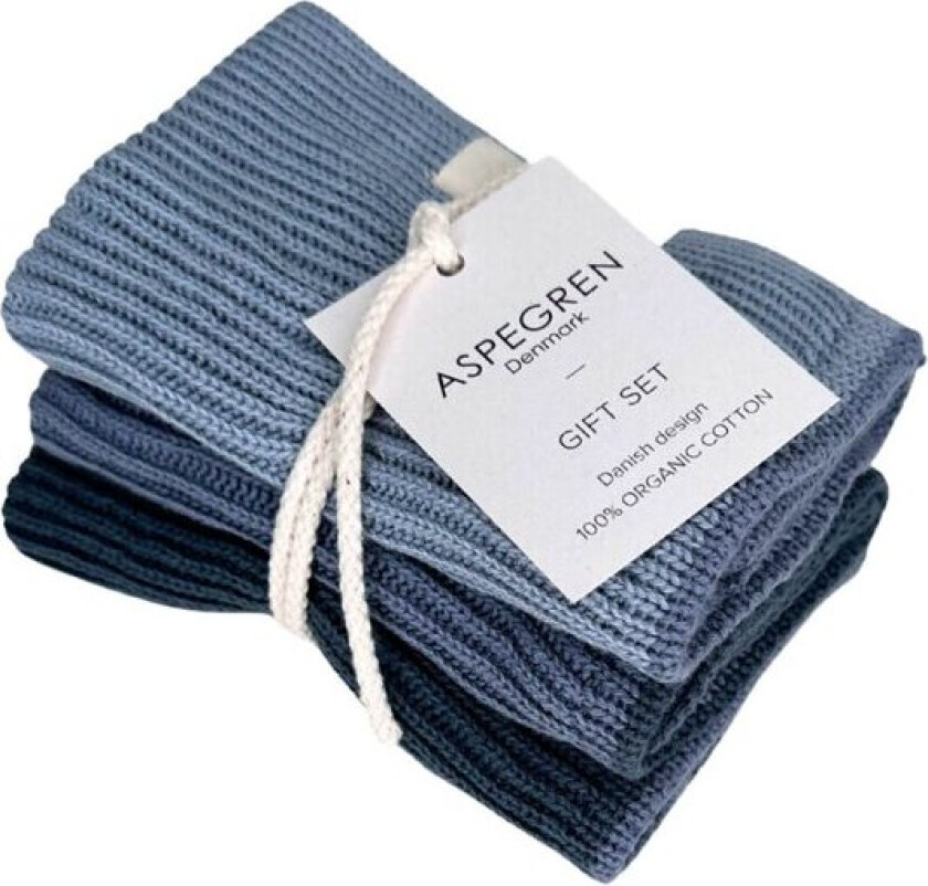 Gavesett med 1 kjøkkenhåndkle & 2 oppvaskkluter blueberry