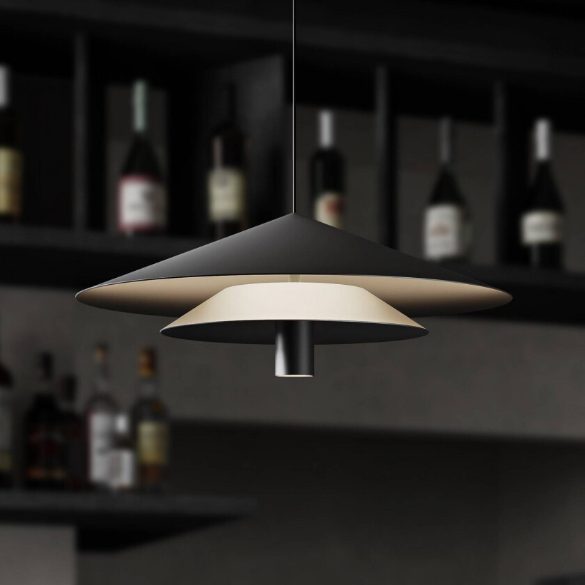 LED-hengelampe ASSO, svart, metall, Ø 42 cm