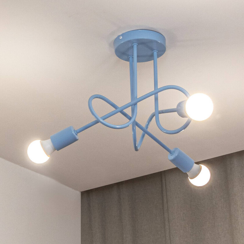 Oxford taklampe, Ø 44 cm, lyseblå, metall, 3 lyskilder