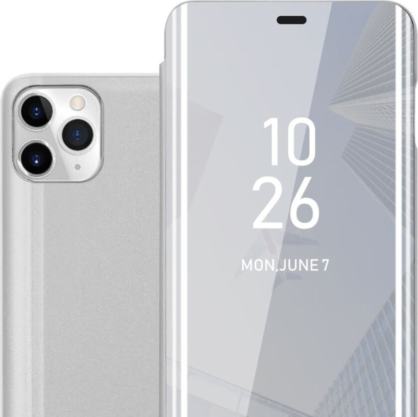 Etui for iPhone 11 PRO MAX Deksel Clear View Mirror Beskyttelsesetui med stativfunksjon 360 graders beskyttelse