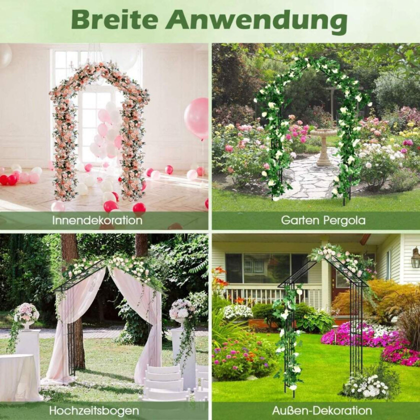 Rosebue hagebue i metall for klatreplanter espalierbue til bryllupsfest i bakgården 140 x 40 x 223 cm svart