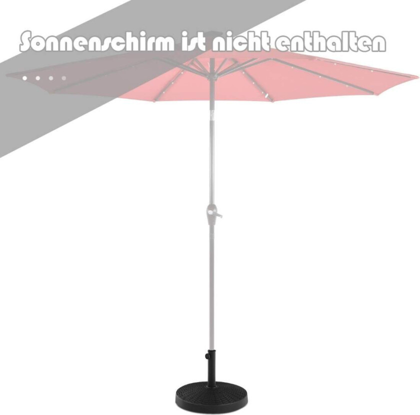 Parasollfot 22 kg paraplybunn laget av syntetisk harpiks i rottinglook 52 x 36 cm svart