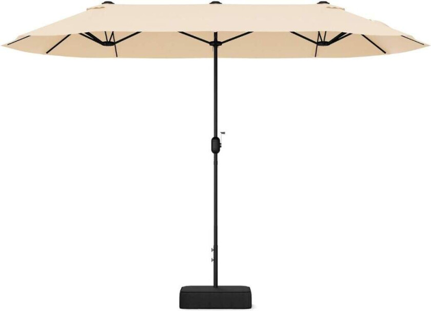 Dobbel parasoll med stativ 400 x 200 cm parasoll stor XXL beige