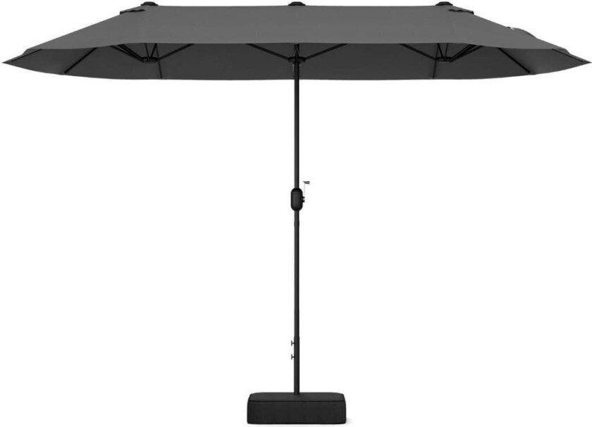 Dobbel parasoll med stativ 400 x 200 cm parasoll stor XXL grå