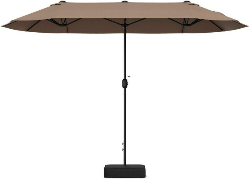 Dobbel parasoll med stativ 400 x 200 cm parasoll stor XXL brun