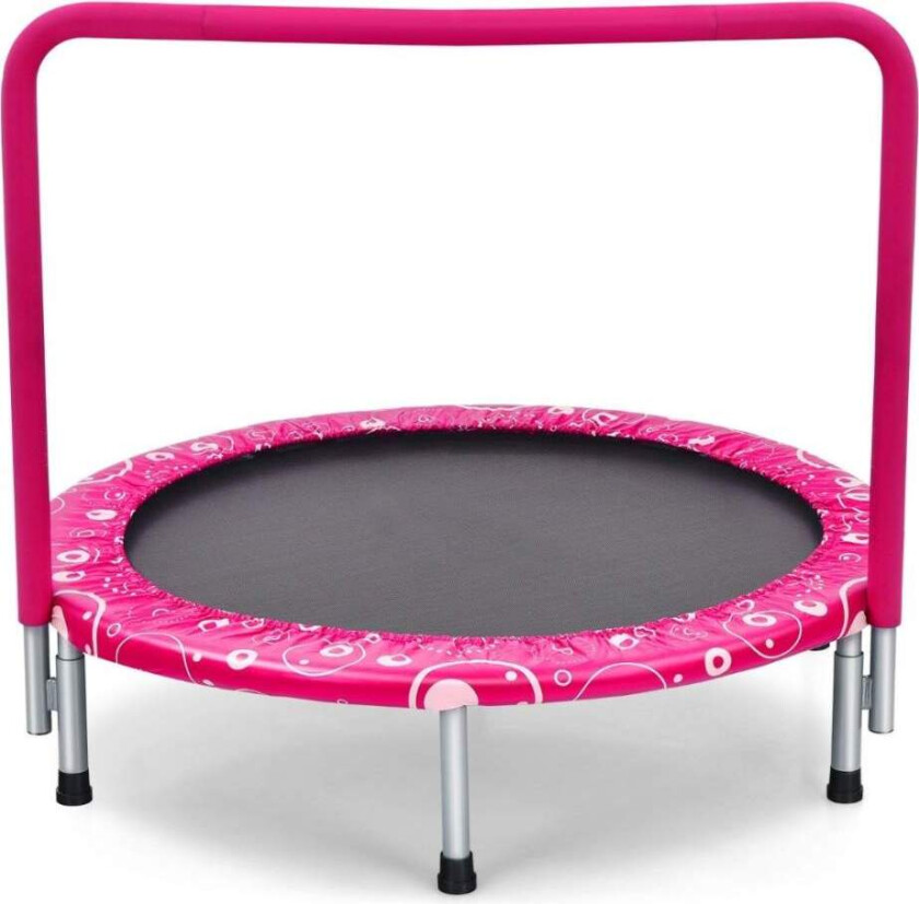 Bilde av 92 cm barnas trampoline, mini trampoline med håndtak, sammenleggbar trampoline, lastekapasitet opptil 150 kg, rosa + svart