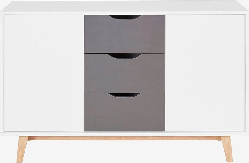 Skjenk Meera, 2 dører / 3 skuffer, Hvit