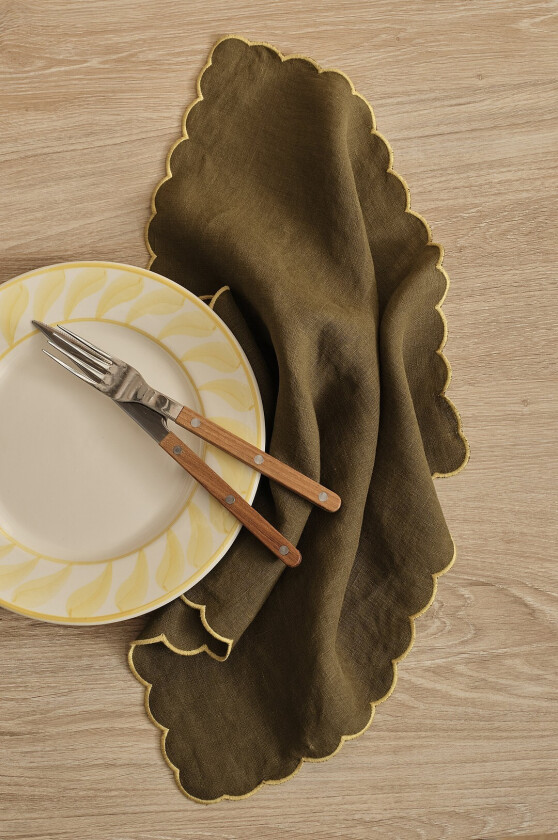 Servietter Malva Scallop 40x40 cm 2-pk - Grønn