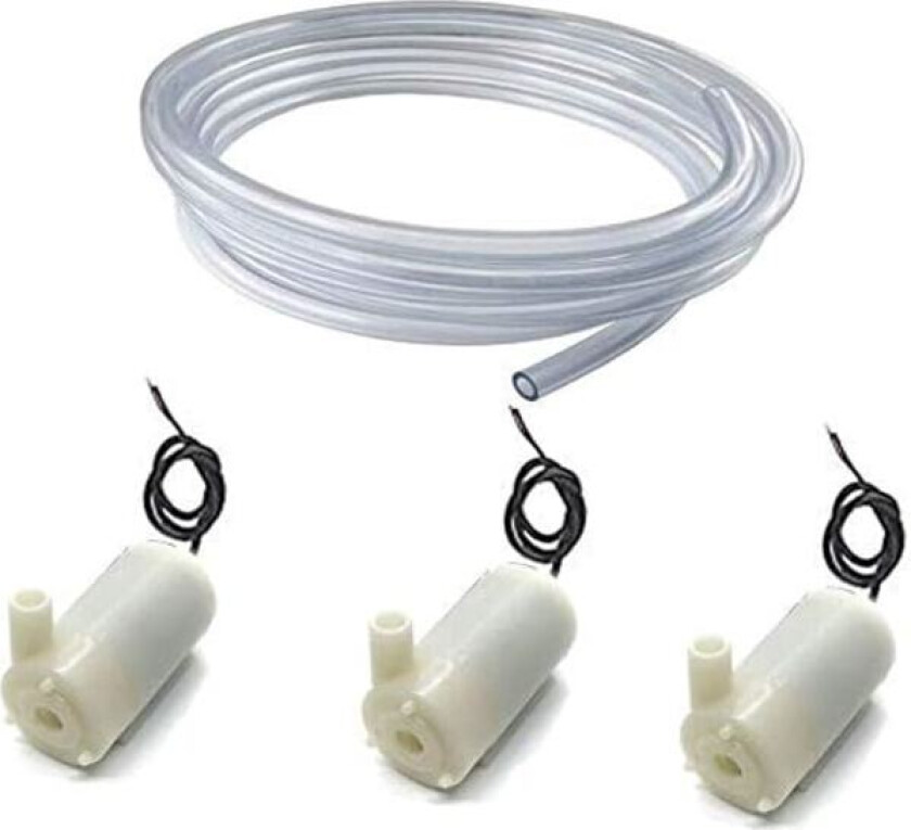 Mini Nedsenkbar Pumpe DC 3V 5V, Mikro Børsteløs Vannpumpe + 1M Transparent Slange for Akvarium, Hage, Planter, Blomster