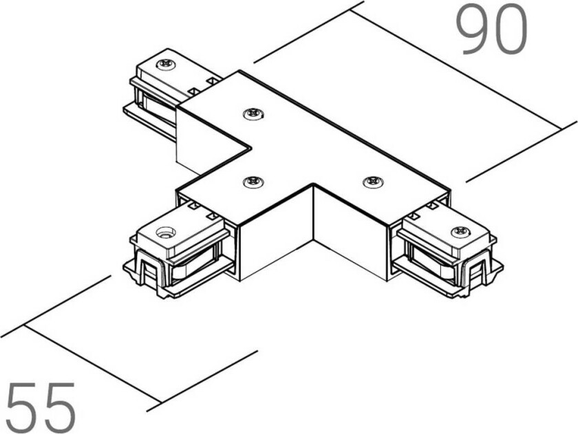 T-kobling SQUARE 48 V, svart, beskyttelsesleder høyre