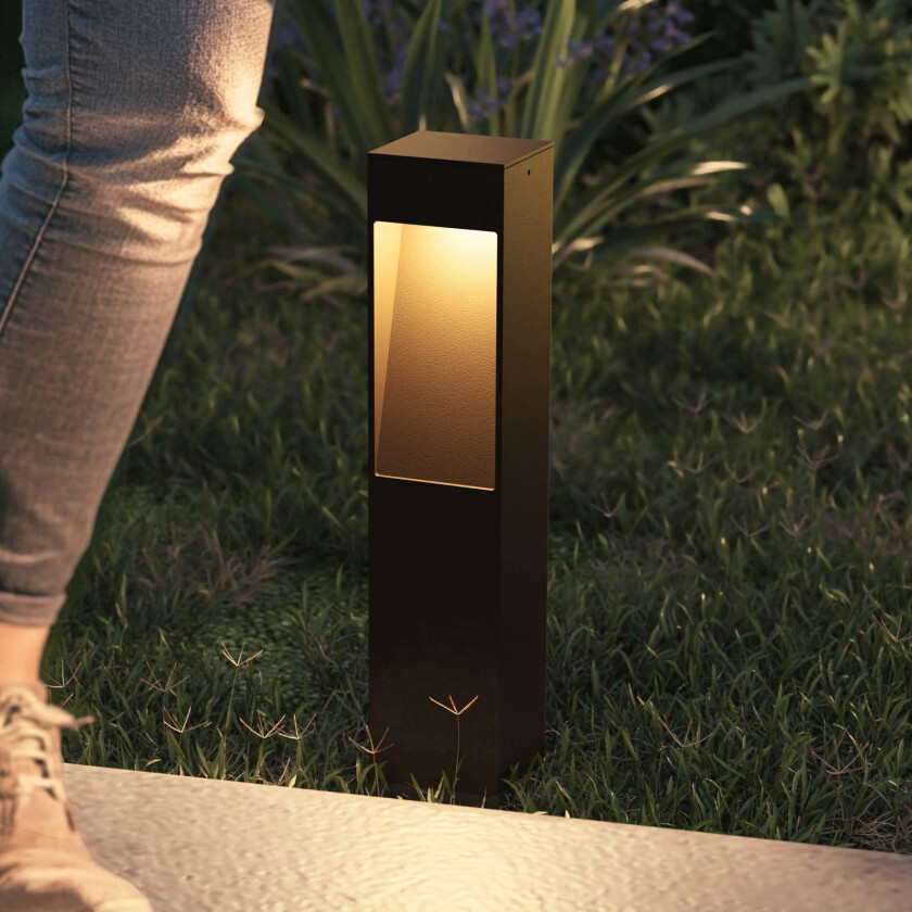 LED-sokkellampe Terni, svart aluminium, IP65