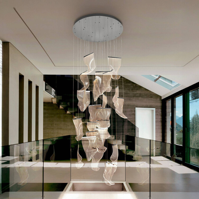 Velos LED-hengelampe, krom, 24 lys. , metall, plast