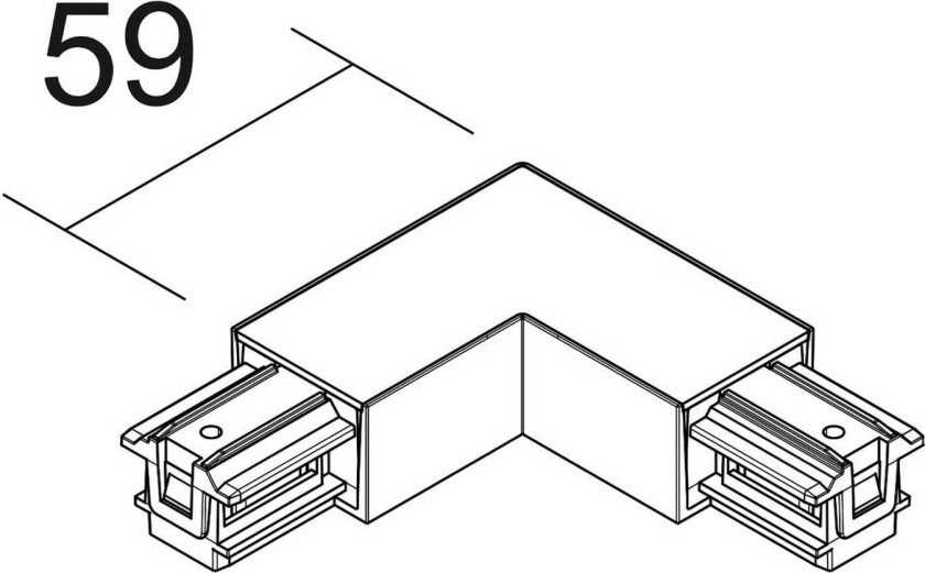 L-kobling SQUARE 48 V, svart, beskyttelsesleder høyre