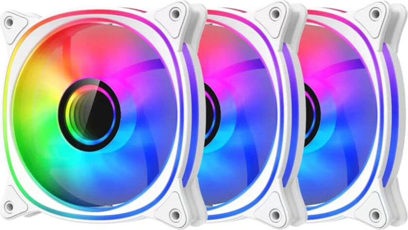 LC-CF-120-ARGB-KIT-R-W Kabinettvifte â 3x 120mm, ARGB, Hydrodynamisk Lager â Hvit