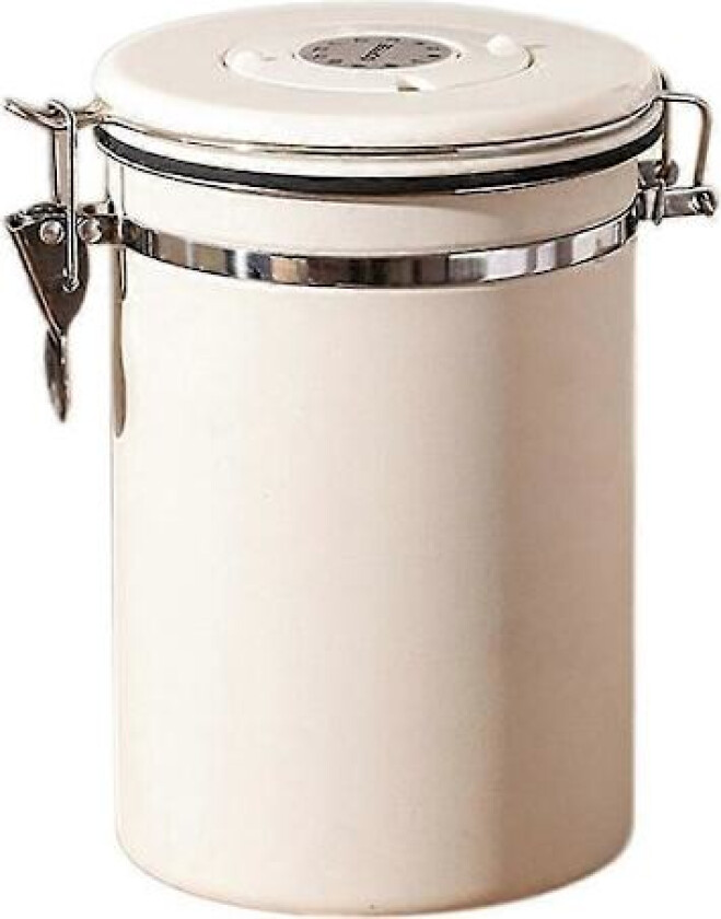 Bilde av Kaffeboks Lufttett Bønnebeholder med Datomerke Rustfritt Stål Kjøkkenoppbevaringsboks 1.8L