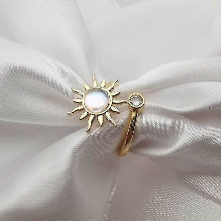 Solsikke Angst Ring for Kvinner Spinner Ring Åpen Justerbar Fidget Ringer Smykker Kvinner Jente