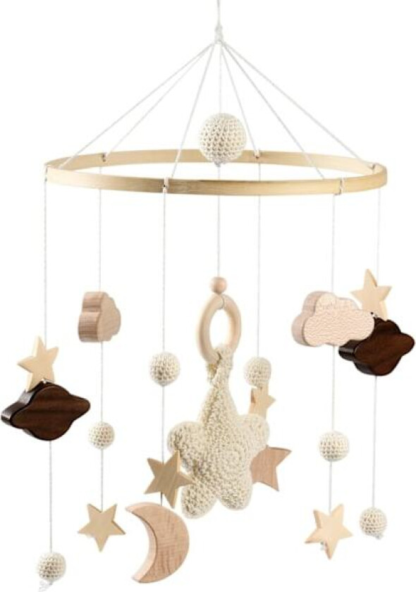 Baby uro til sprinkelseng, tre uro til babyer, hengende vindklokke med skyer og stjerner, baby seng hengende uro leker