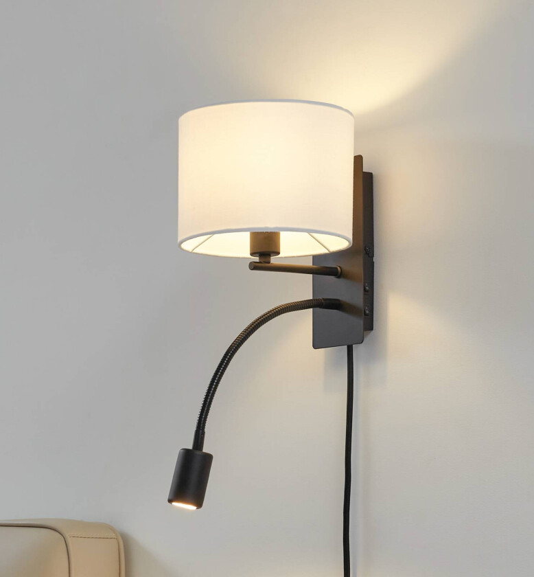 Lindby Florens vegglampe, svart, LED-leselampe, 23,5 cm