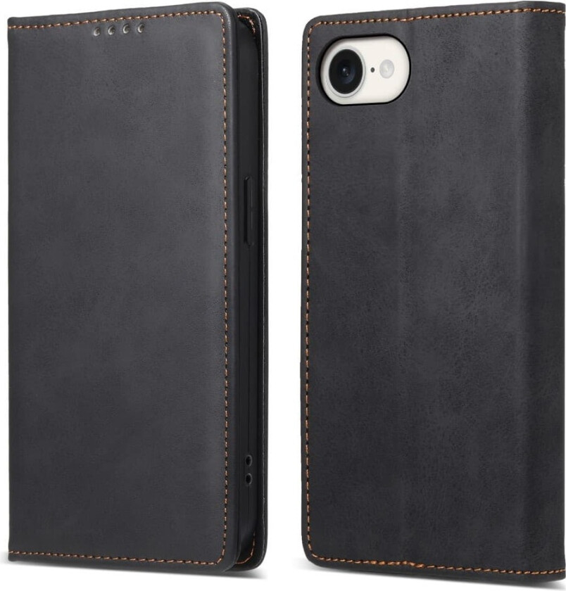 For iPhone 16e deksel magnetisk lukking fliptelefondeksel - Svart