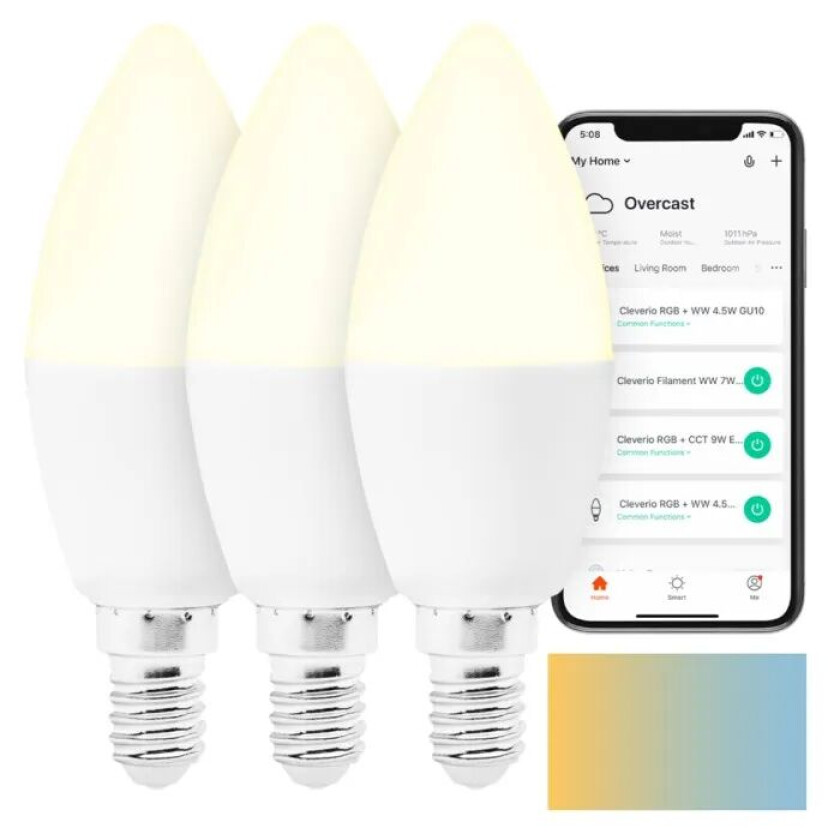 Smart E14 LED-pære 470 lm 3-pk.