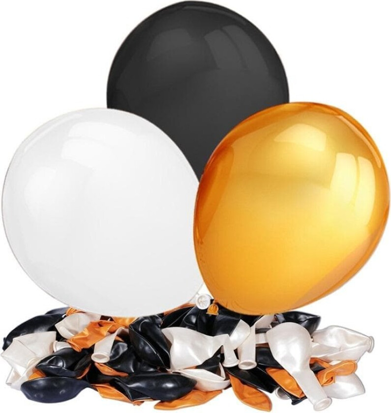 12-Pack Ballonger - Svart, guld & silver - Nyår