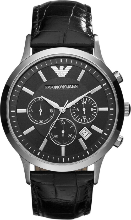 Emporio Armani Renato AR2447 - Kvarts - Sølv - Herreklokker - Skinn - Mineral