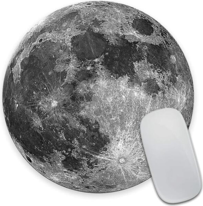 Moon Rund Musematte, Jordgrå Måne Fashion Design Sirkulær Musematte Med Gummi 20cm