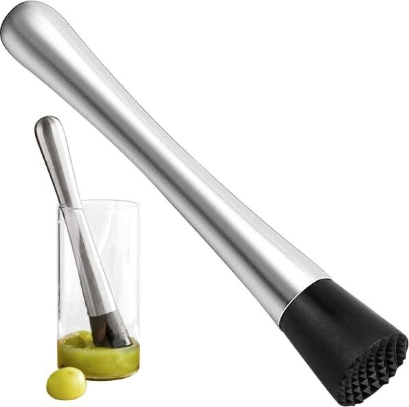 Rustfritt stål cocktail muddler 21cm Mojito Masher med ribbet nylonhode Bar Stick Fruit Mixer