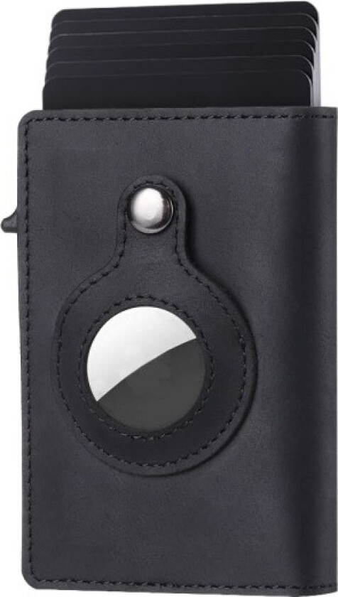 Slank lommebok for menn med Airtag, RFID-blokkering, kredittkortholder, enkel smartlommebok for menn med gaveeske (svart)