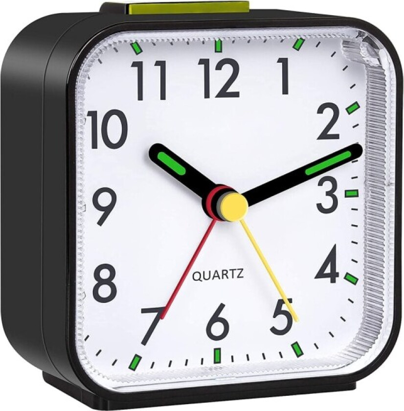 Analog Alarm Clock (Svart) Stille Liten Reisevekkerklokke Ikke Ti