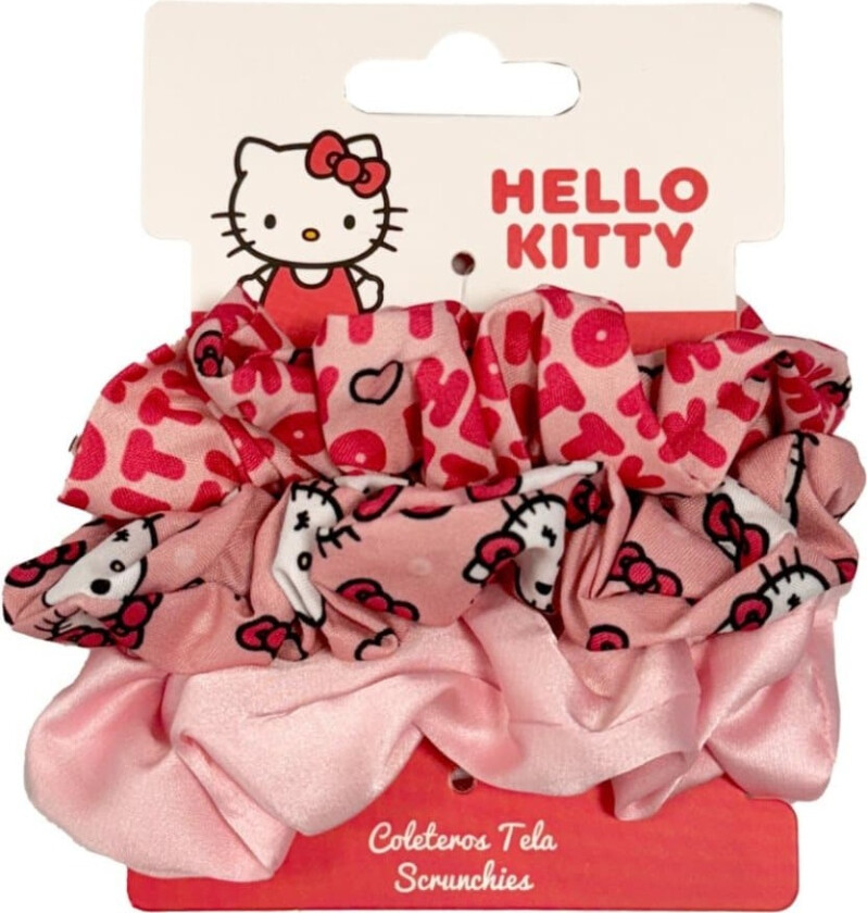 Hello Kitty Scrunchie-set med 3 hårsnoddar