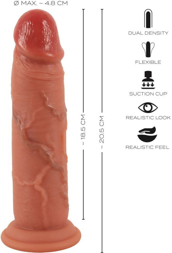Real Skin Dildo med bevegelig overflate 20,5 cm