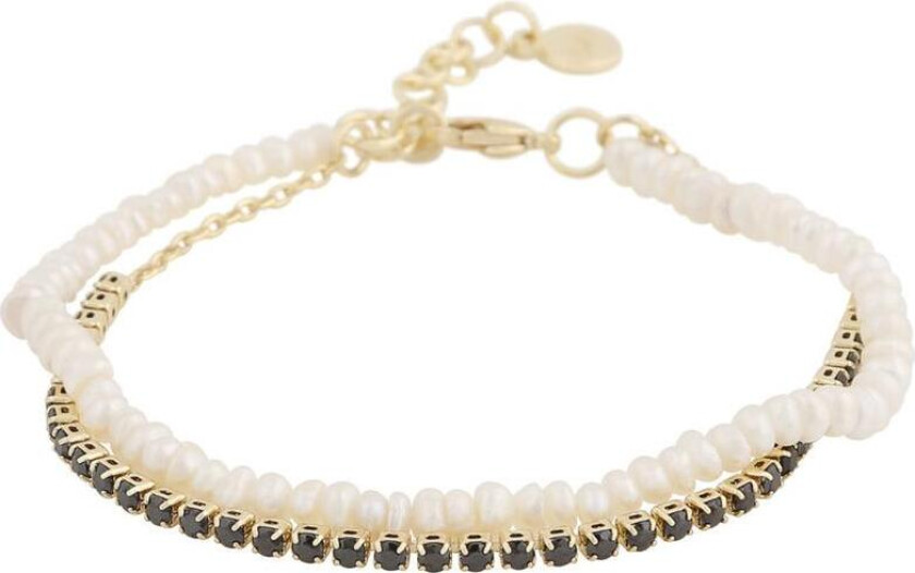 Snö Of Sweden Saga Double Bracelet Gold/Black 16-18,5cm