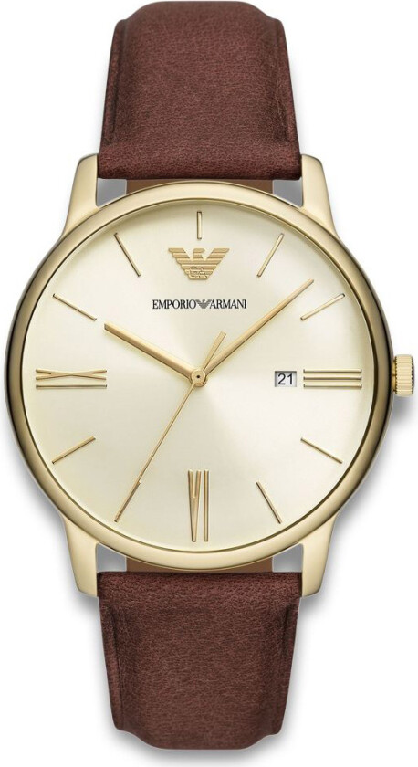 Emporio Armani Minimalist AR11610 - Kvarts - Gull - Herreklokker - Skinn - Mineral