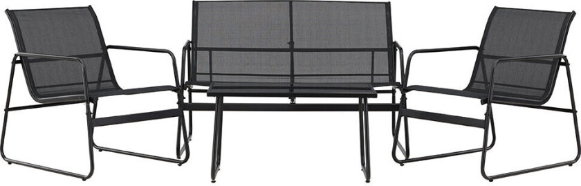 Scopello loungesett 1 sofa, 2 stoler, 1 sofabord svart.