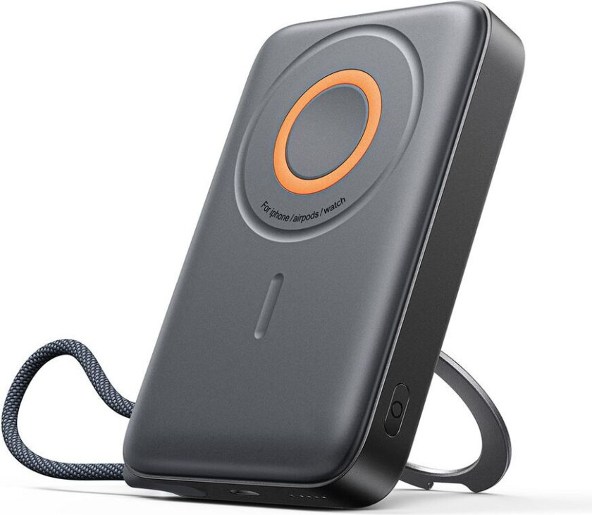 22,5 W MagSafe trådløs powerbank 10000 mAh med ringstativ - Svart