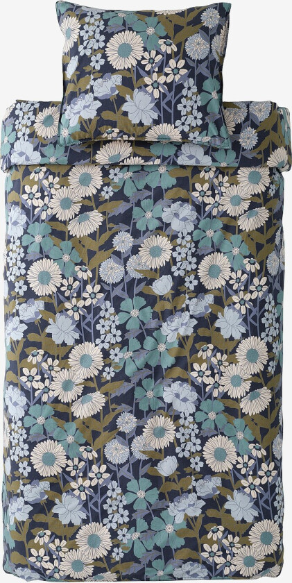 Sengesett Avery Flower i bomullspercale 2 eller 3 stykker - Blå