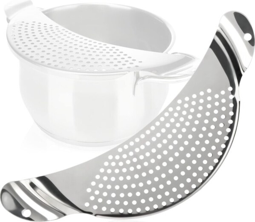 Halvmåne-sil i rustfritt stål - Sil for boller, gryter og panner - Oppvaskmaskinsikker pastasil