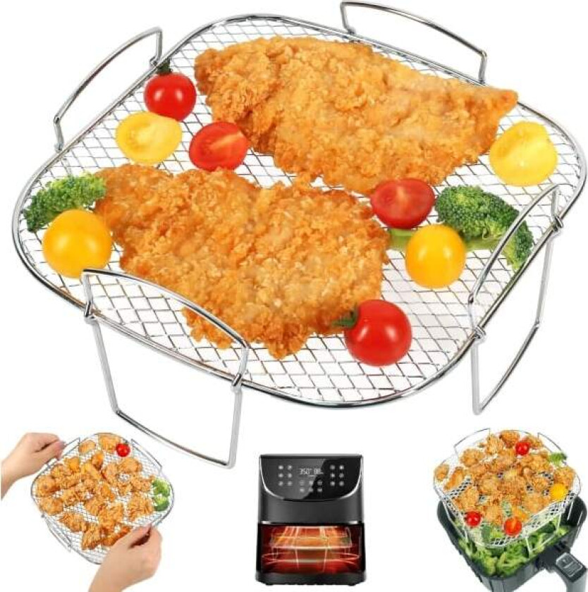 Airfryer-tilbehør 304 Rustfritt stål firkantet rist