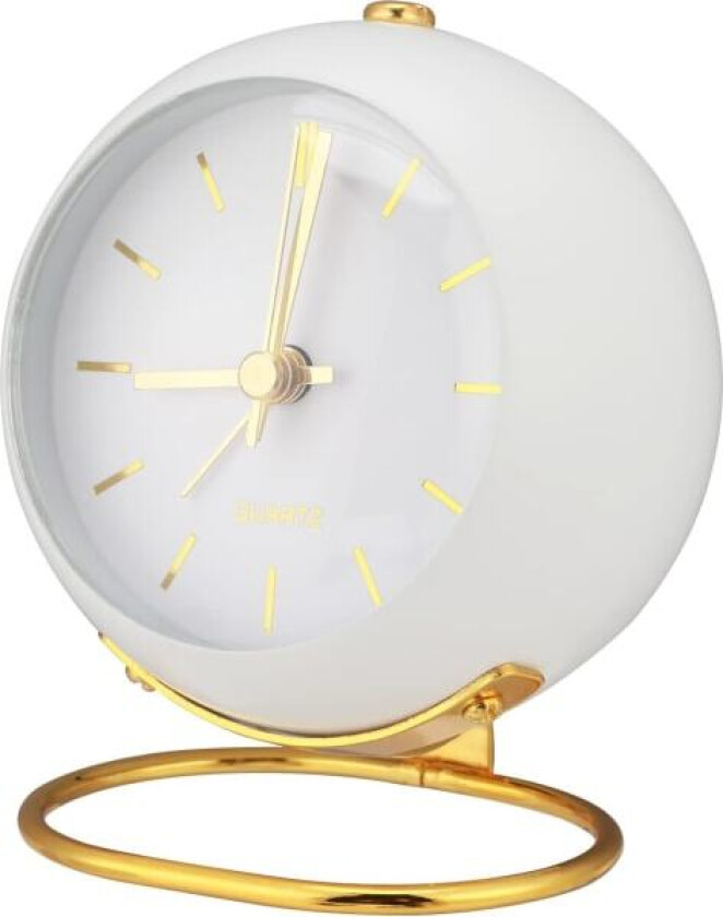 (Hvit) Analog Vekkerklokke med Lys, Vintage Stille Nattbordsklokke