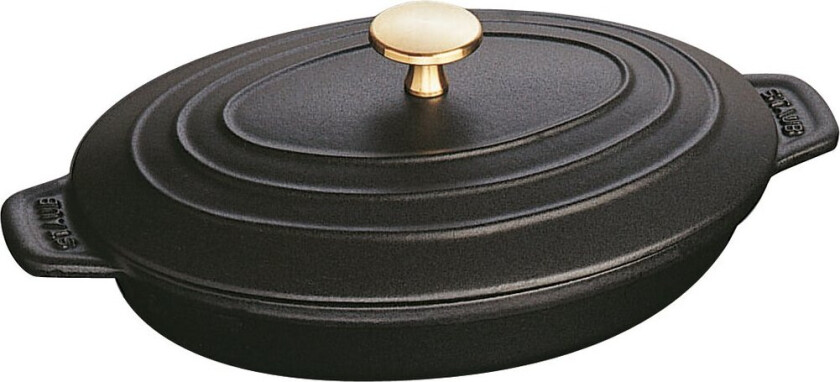 Staub ovnsform støpejern med lokk oval 23 cm Svart