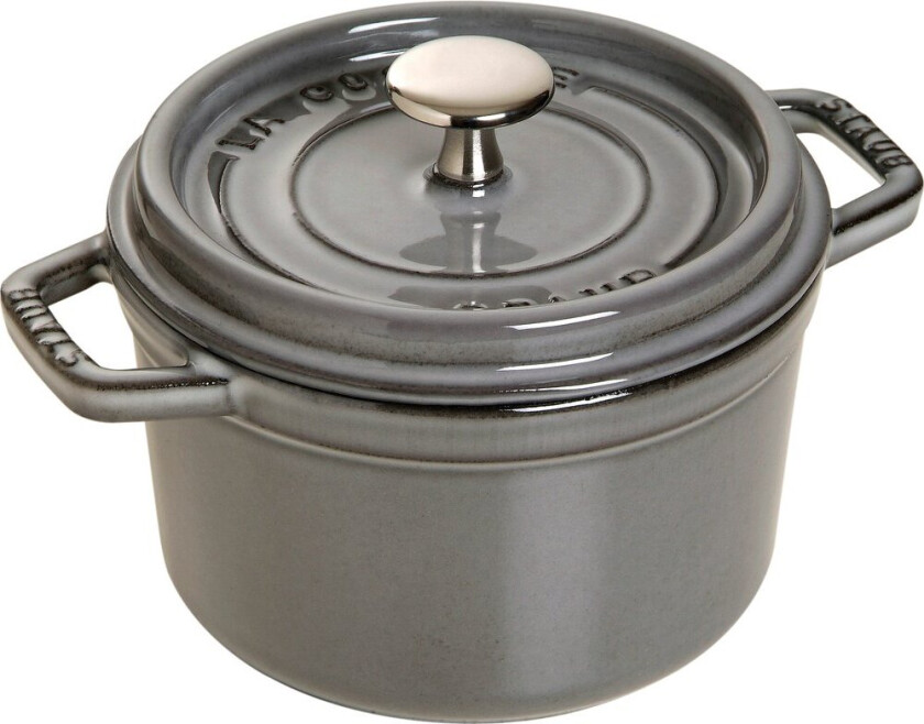 Staub La Cocotte rund gryte støpejern 1,2 L Grafittgrå