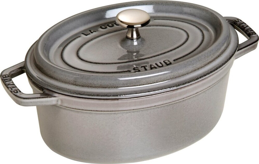 Staub La Cocotte oval gryte støpejern 2,35 L Grafittgrå