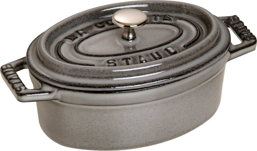 Staub La Cocotte oval minigryte støpejern 0,25 L Grafittgrå