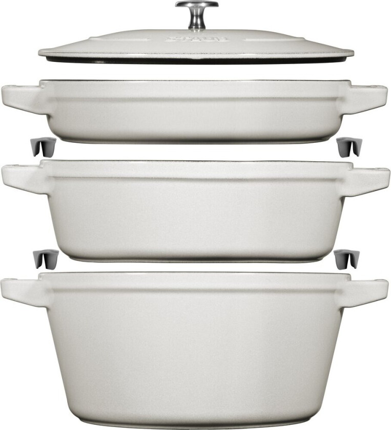 Staub Gryte & kasserollesett stablebare 5 deler White truffle