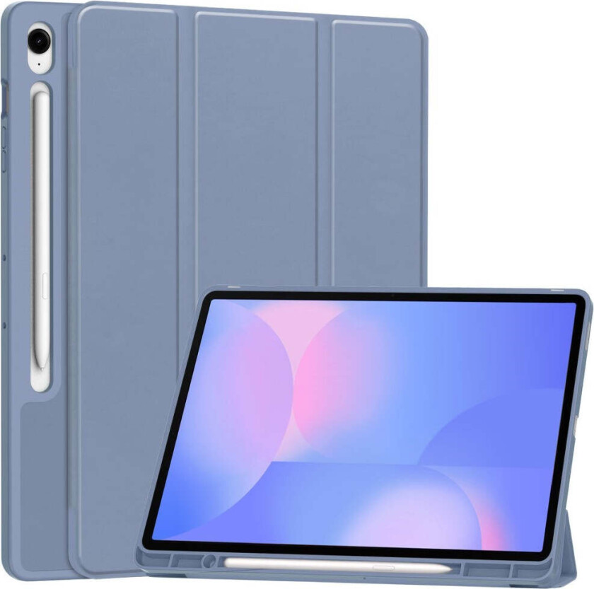 Samsung Galaxy Tab S10 FE+ (Plus) Tri-Fold Kunstskinn Flip Deksel med Stylus Pen Holder - Lavendel