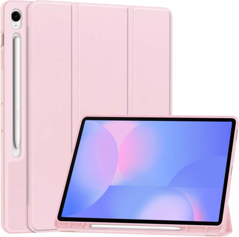 Samsung Galaxy Tab S10 FE+ (Plus) Tri-Fold Kunstskinn Flip Deksel med Stylus Pen Holder - Rosa