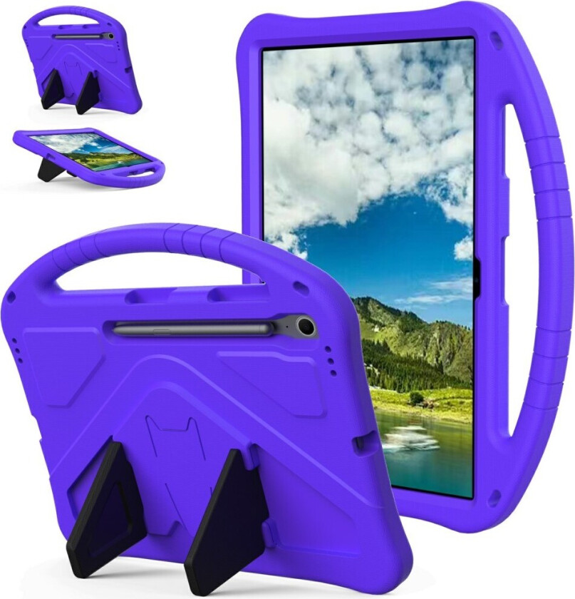 Samsung Galaxy Tab S10 FE+ (Plus) Anti-Drop Tablett Deksel med Håndtak og Stativfunksjon - Lilla