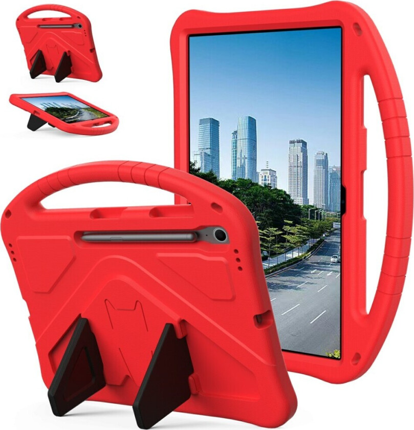Samsung Galaxy Tab S10 FE+ (Plus) Anti-Drop Tablett Deksel med Håndtak og Stativfunksjon - Rød